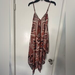 Blu Pepper Tribal Print Handkerchief Hem Dress Large